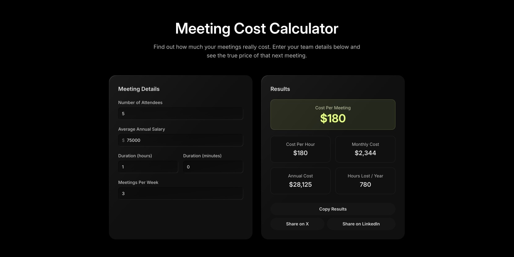 Meeting Cost Calculator