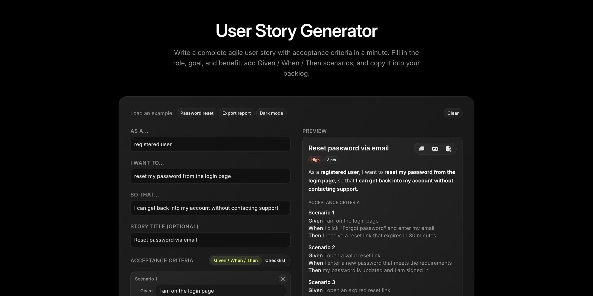 User Story Generator