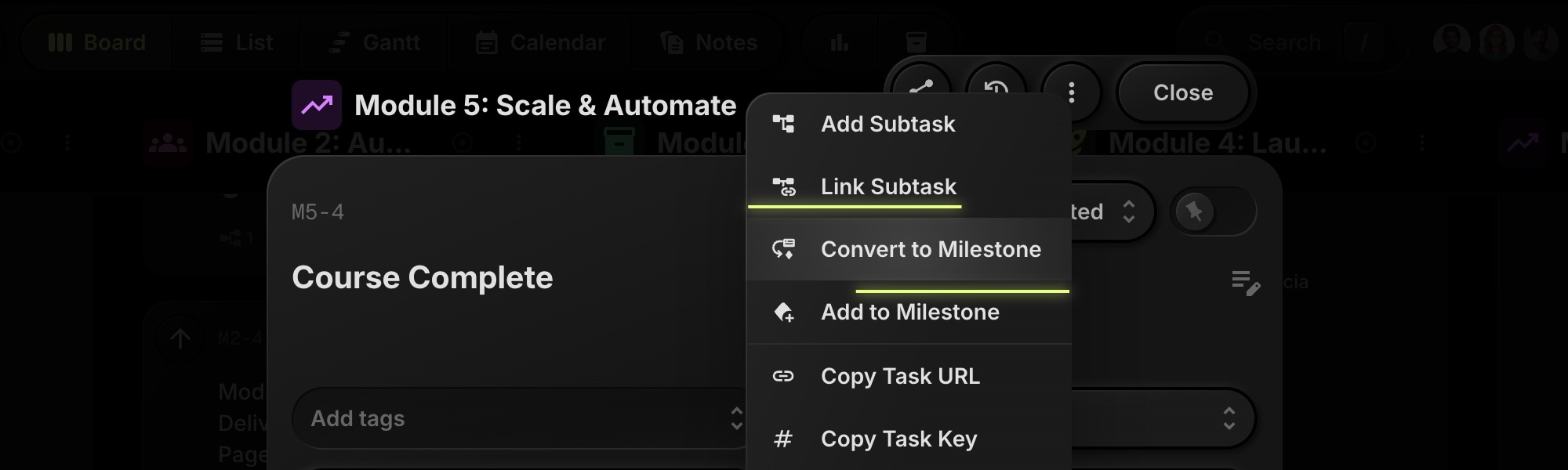 convert to milestone