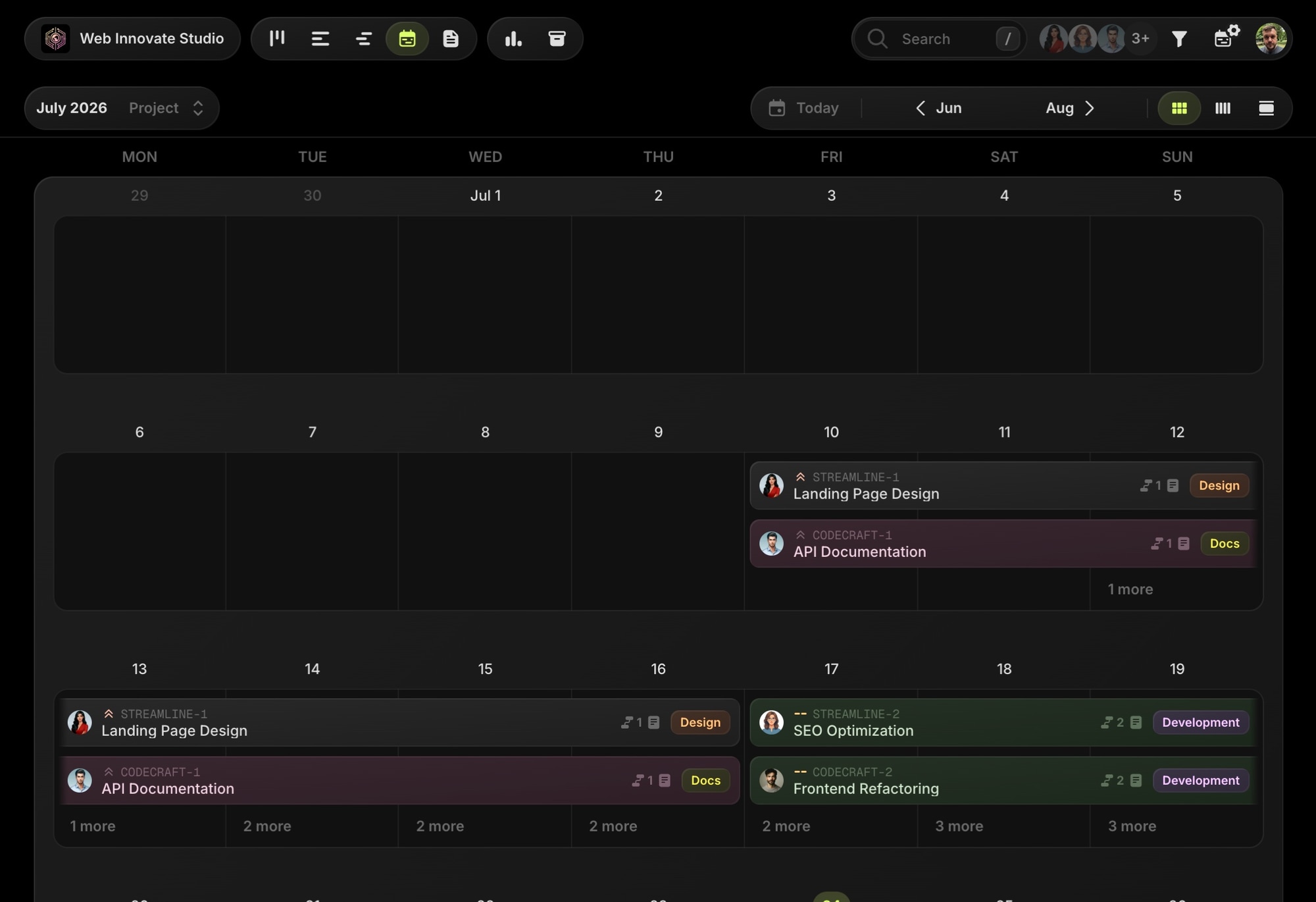 t0ggles calendar view - new design