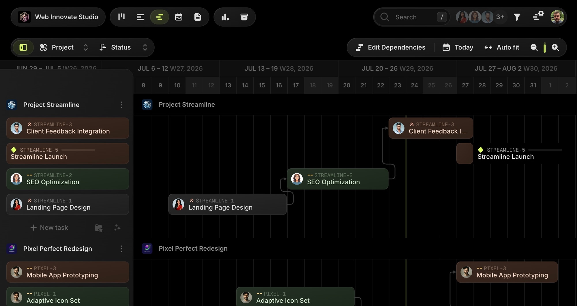 t0ggles Gantt chart - new design