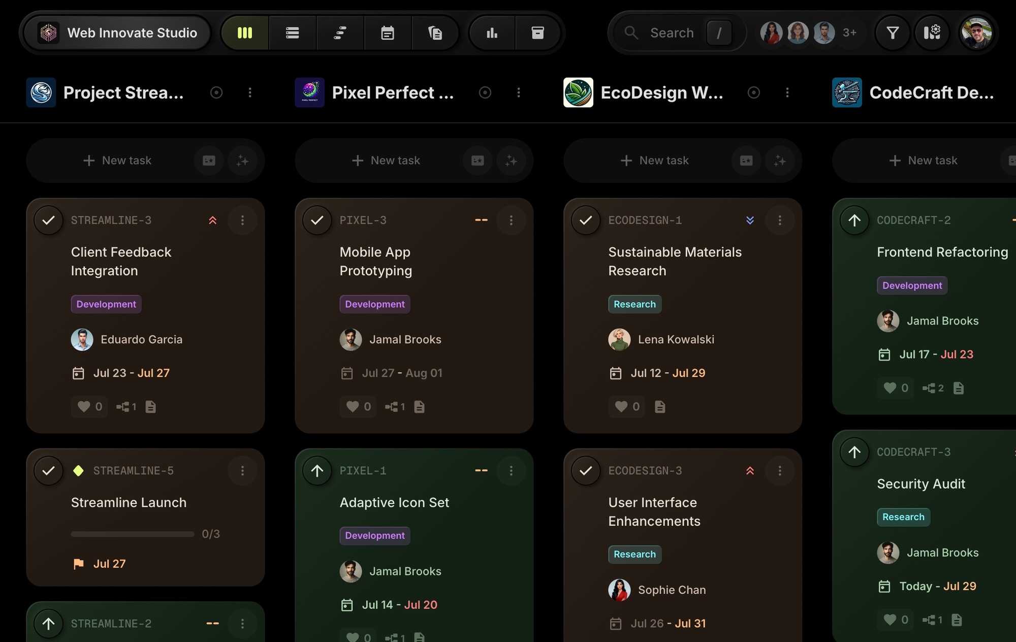t0ggles Kanban board - previous design