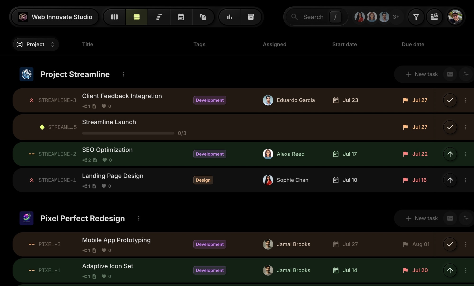 t0ggles list view - previous design