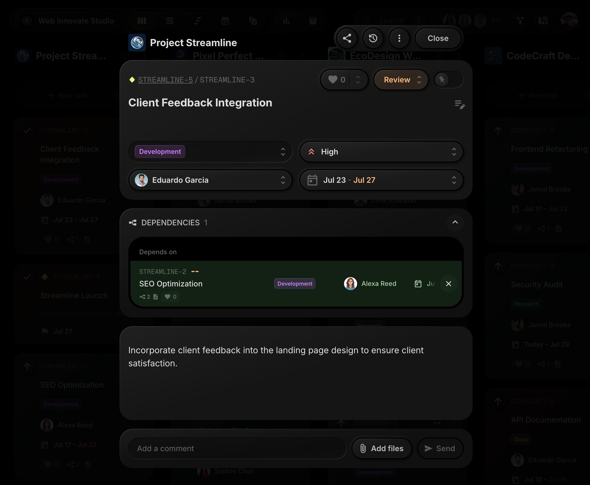 t0ggles task details - previous design