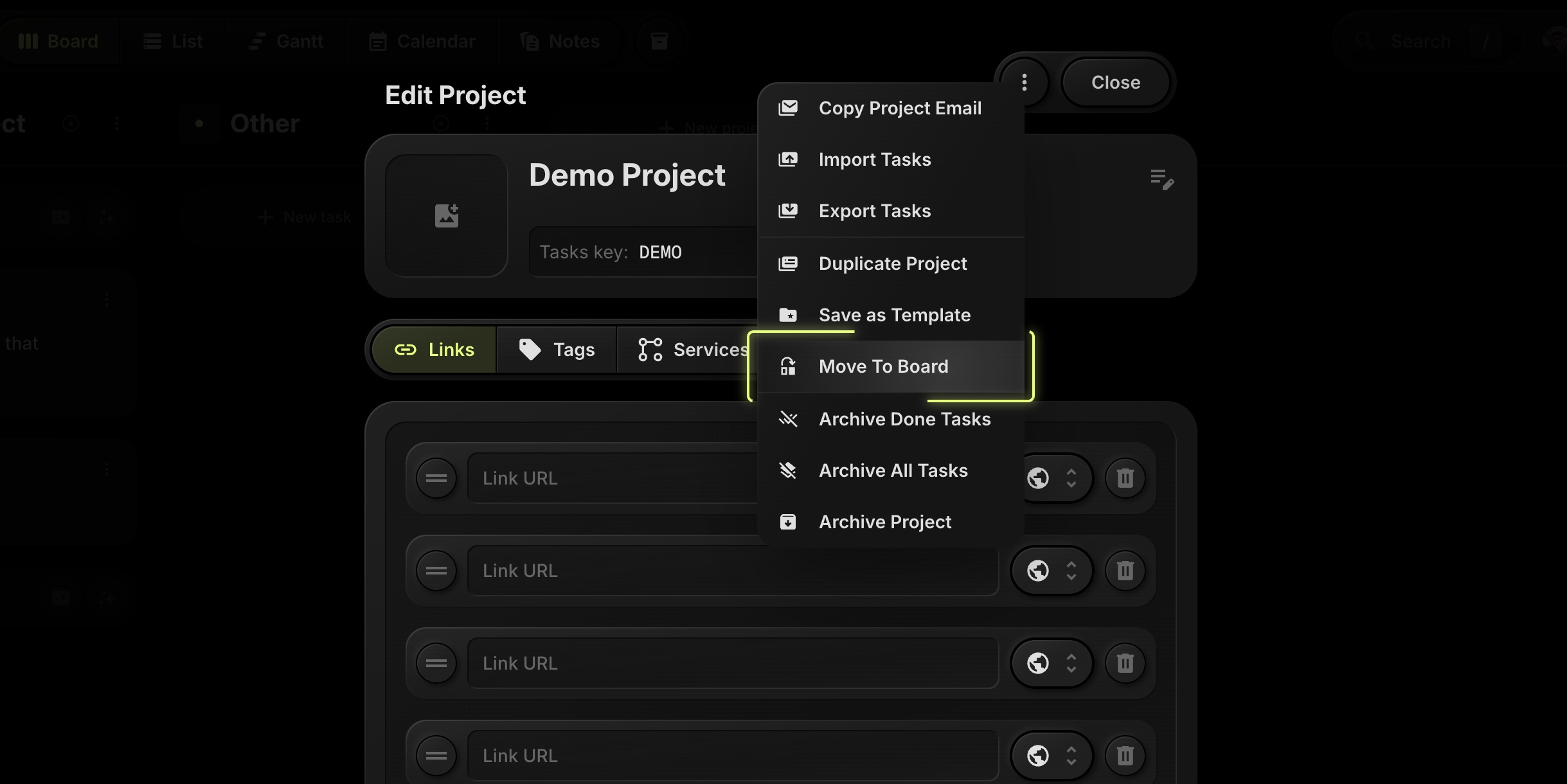 move project to board