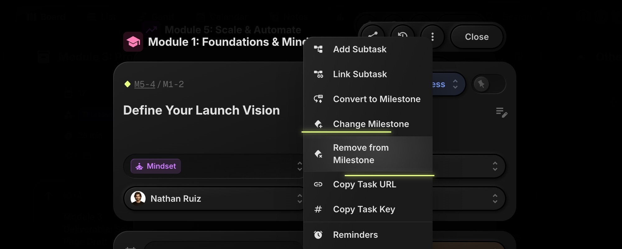 remove from milestone