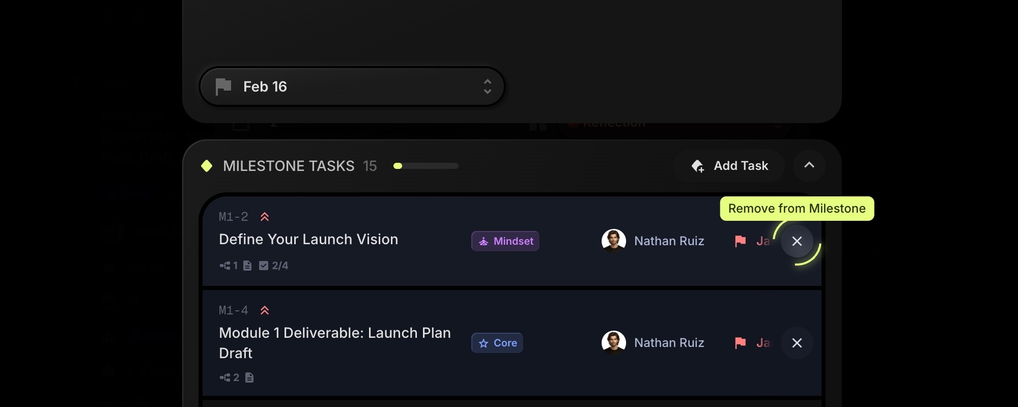 milestone unlink task