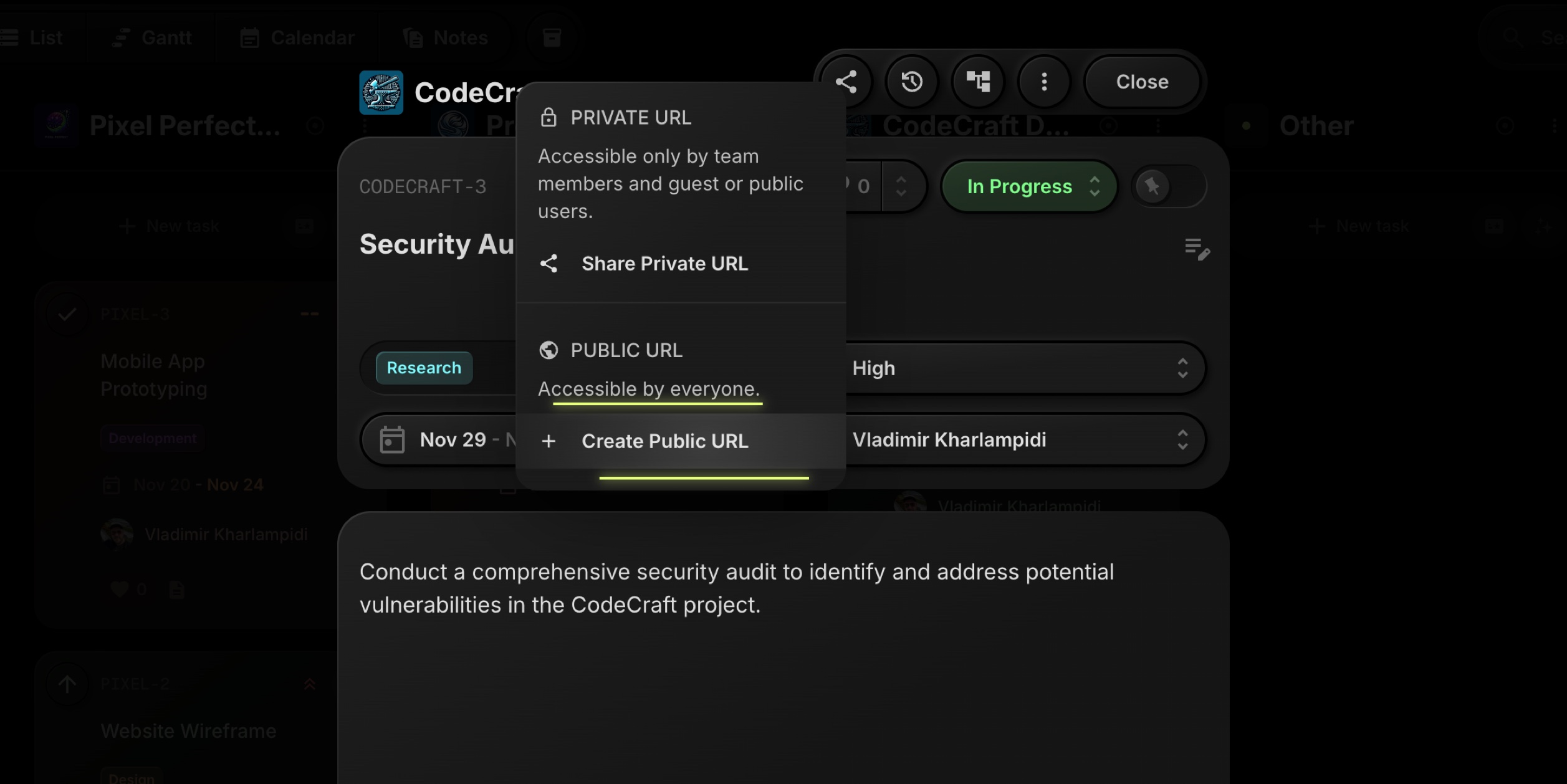 create public task url