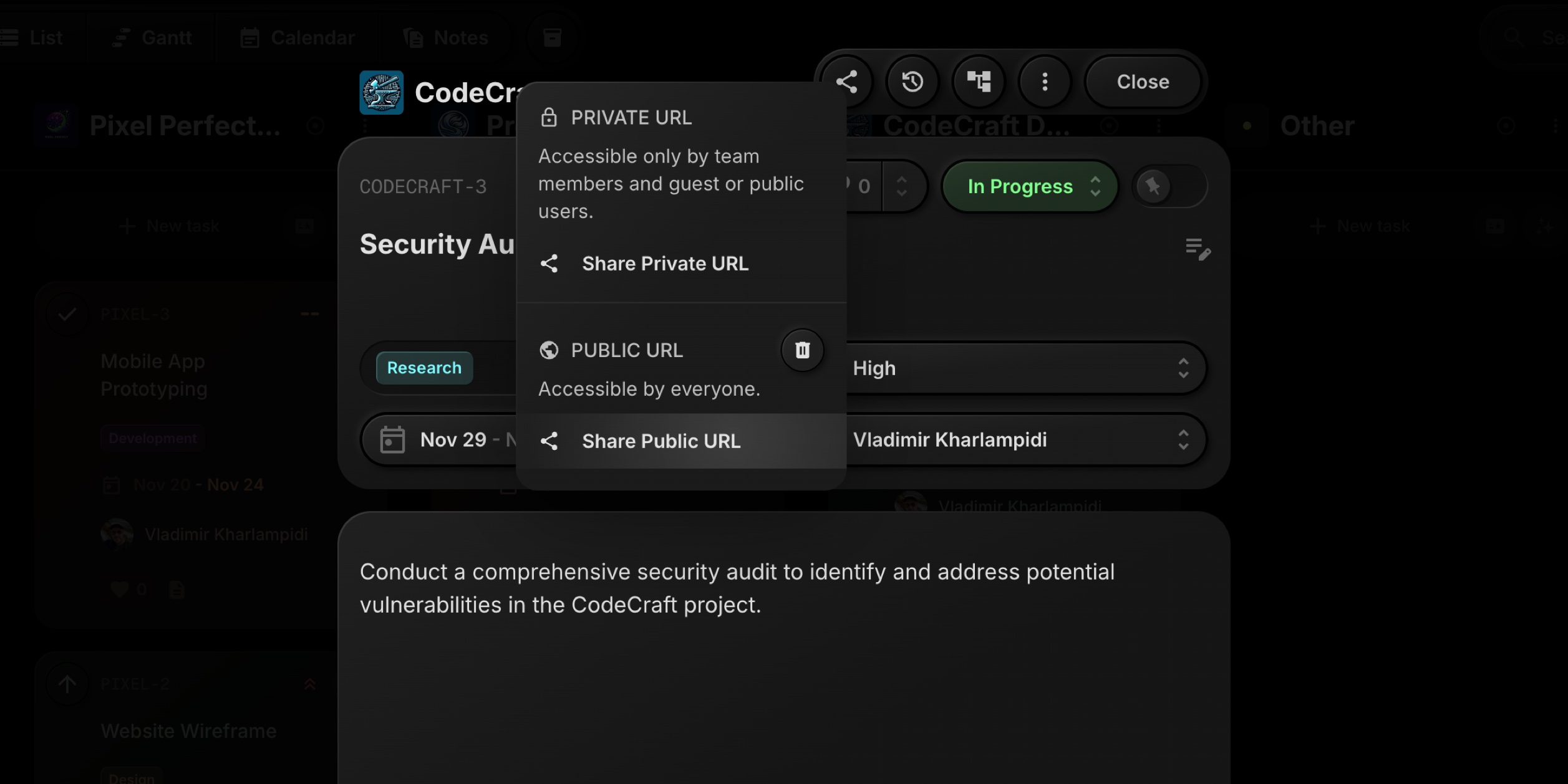 share public task url