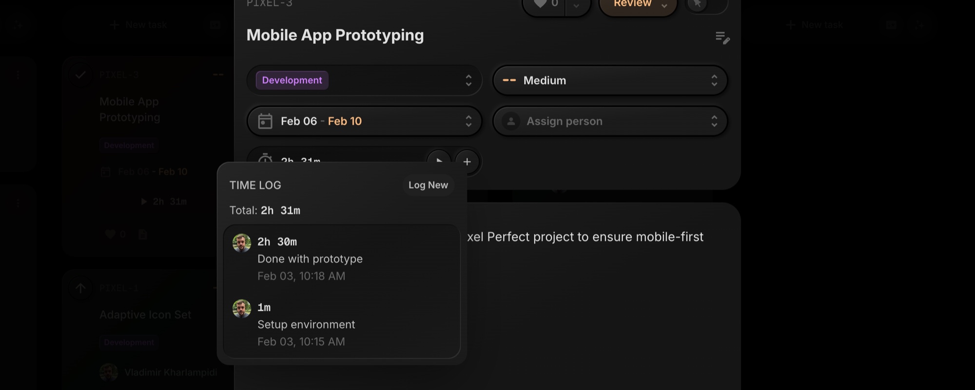 time tracking history