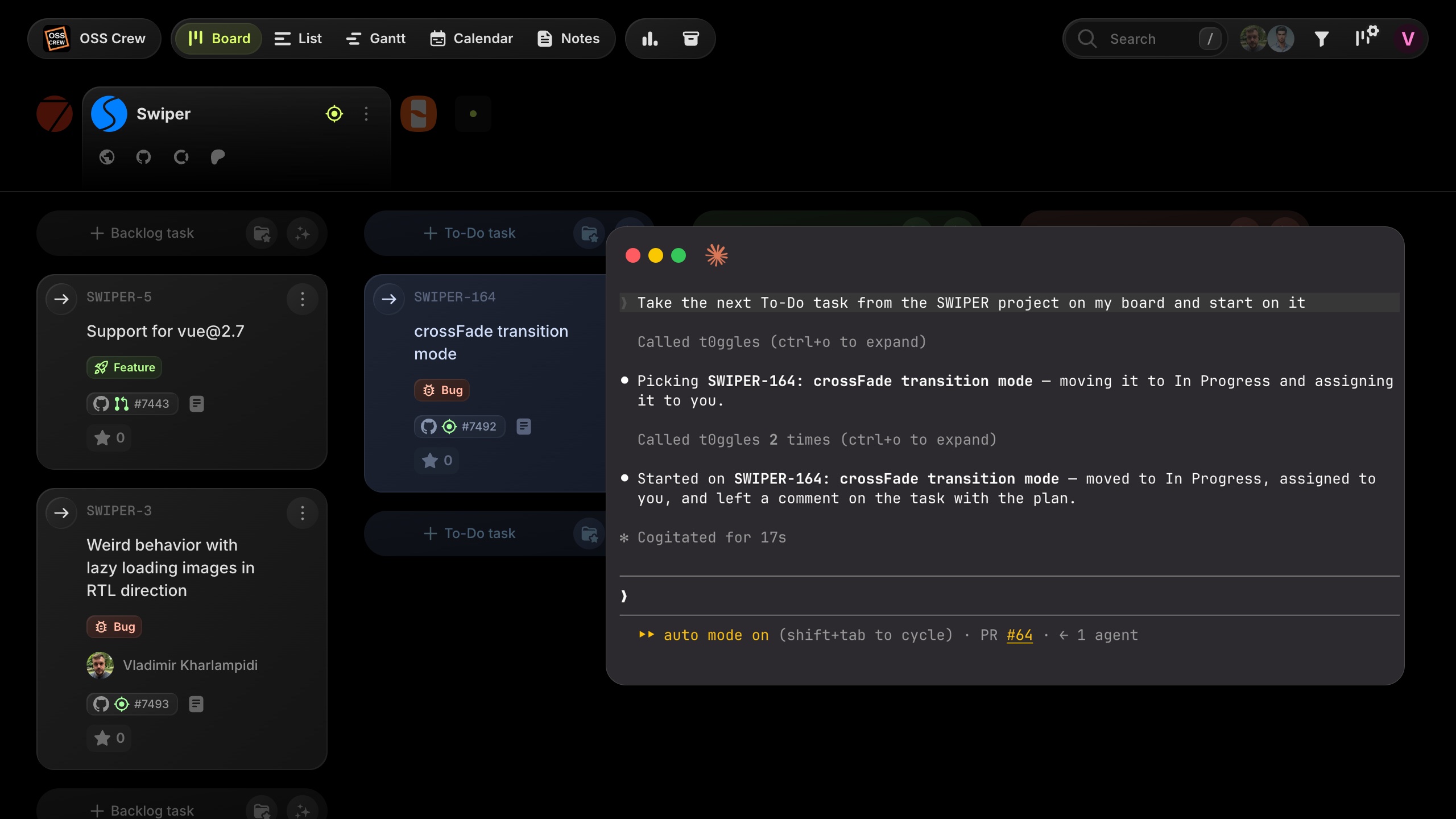 AI agent updating t0ggles tasks via MCP