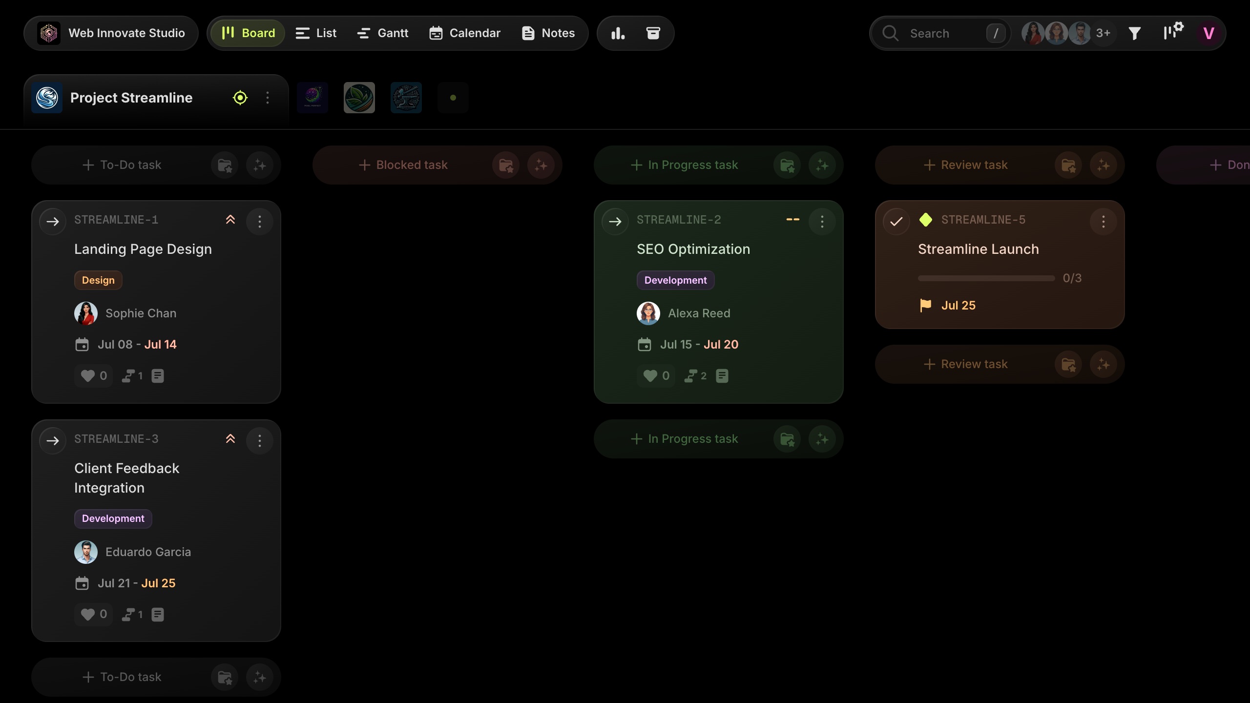 t0ggles focus mode with kanban columns by status