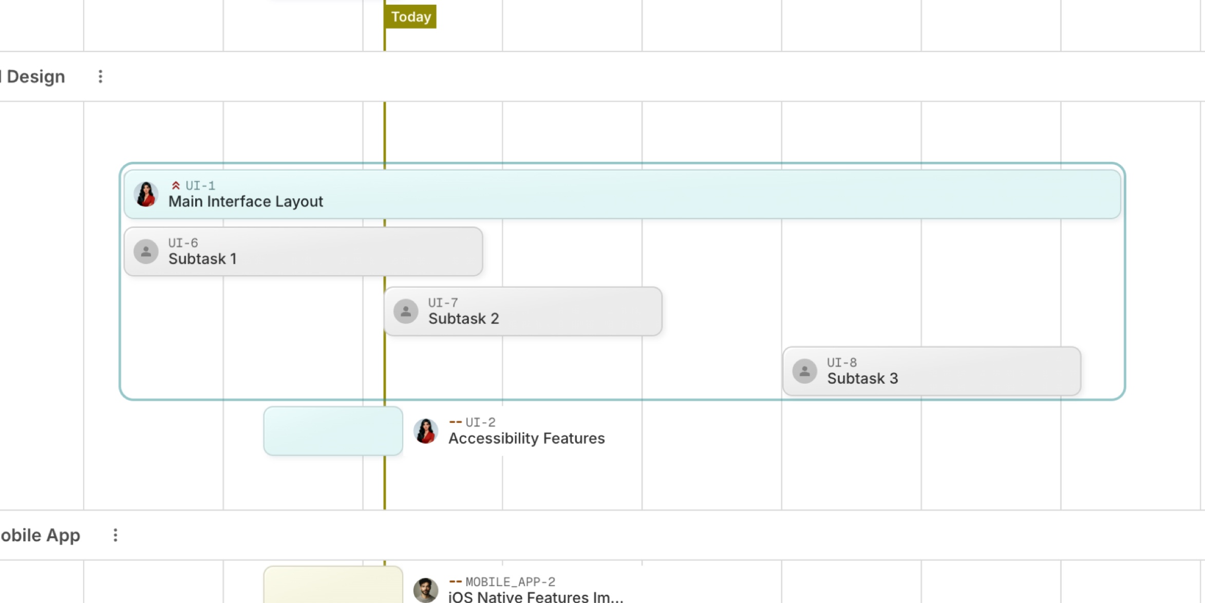 Gantt: Framed Nested Subtasks