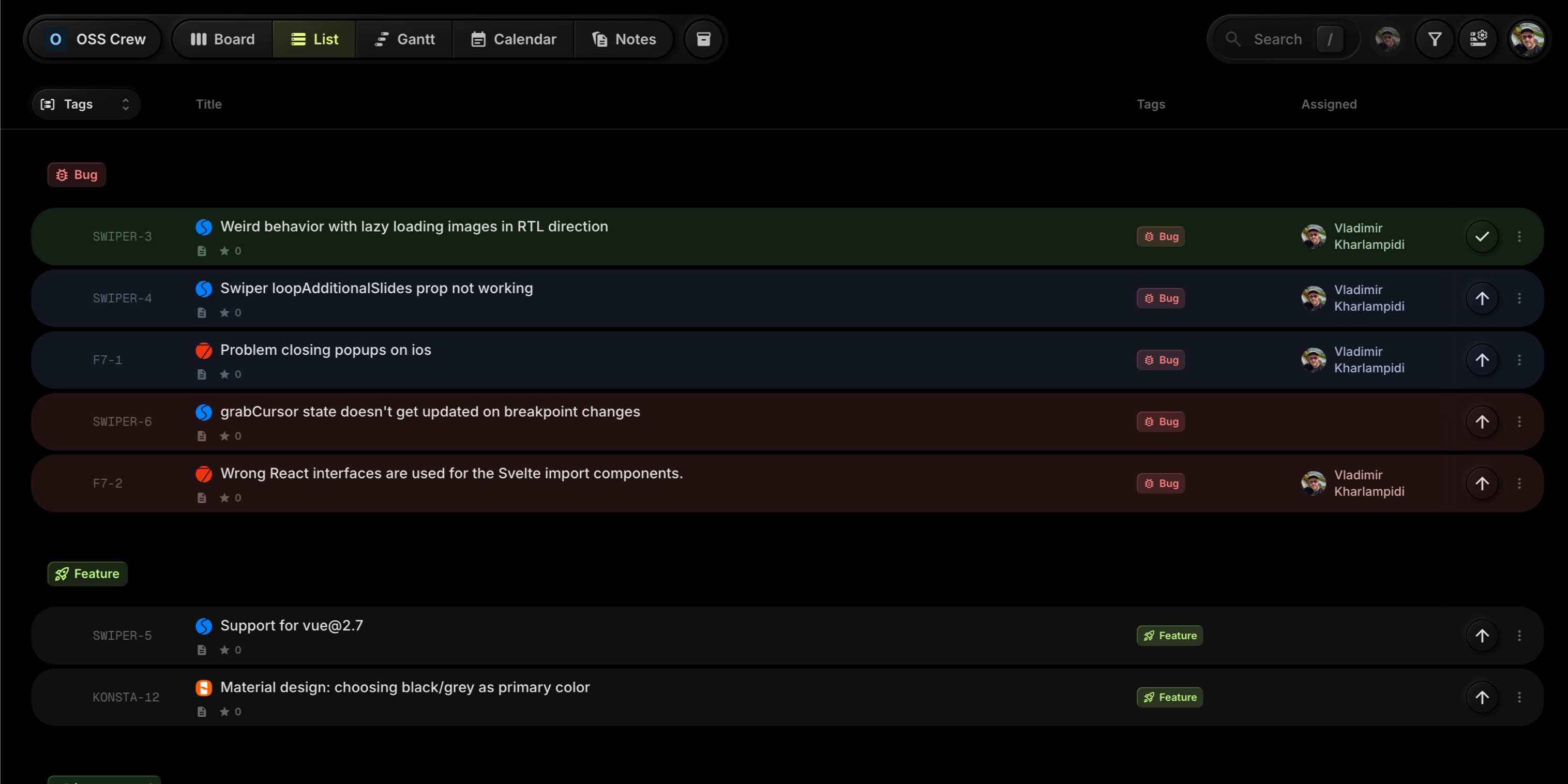 list view grouping tags