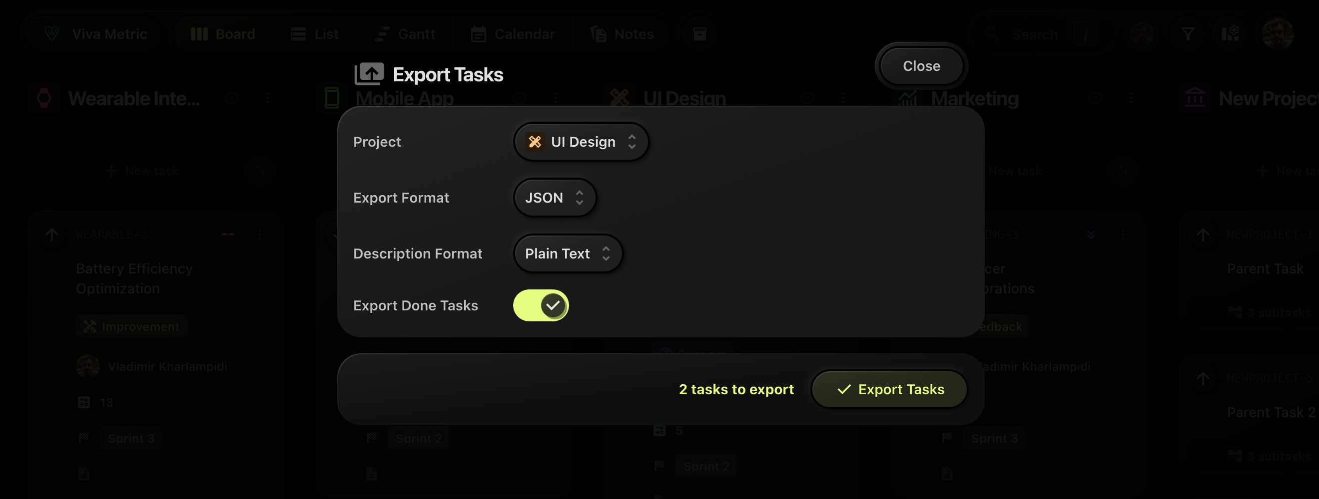 Bulk Tasks Export